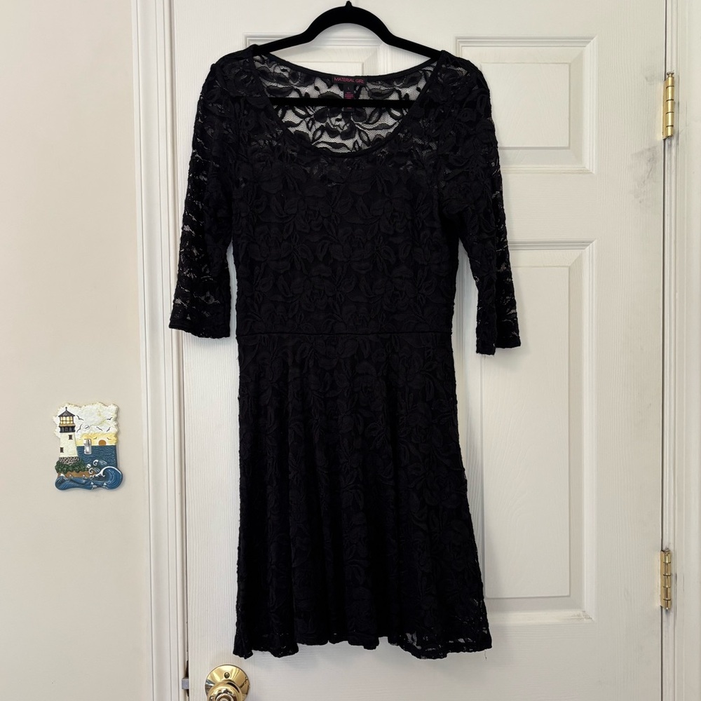 Material Girl Juniors Mid Sleeve Lace Dress